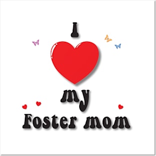 I love my foster mom heart doodle hand drawn design Posters and Art